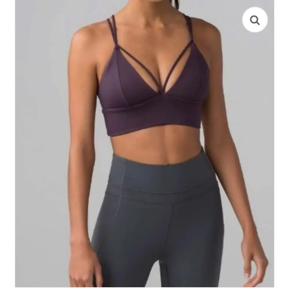 Lululemon Pushing Limits Bra Cyber Purple Size 6 Strappy Longline - Picture 1 of 9